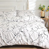 Boxtoday White Stone with Black Veins Bedding Set