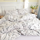 Boxtoday White Stone with Black Veins Bedding Set