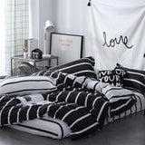 Boxtoday Black & White Striped Bedding Set