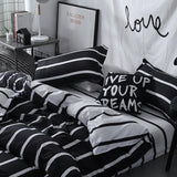 Boxtoday Black & White Striped Bedding Set