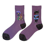 Boxtoday Gift Purple Flower & Cat Aesthetic Socks