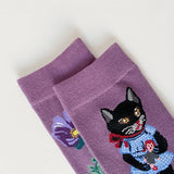 Boxtoday Gift Purple Flower & Cat Aesthetic Socks