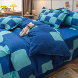 Boxtoday Blue Checker Bedding Set