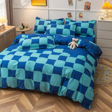 Boxtoday Blue Checker Bedding Set