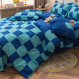 Boxtoday Blue Checker Bedding Set