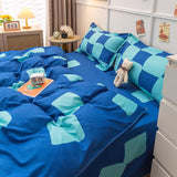 Boxtoday Blue Checker Bedding Set