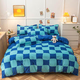 Boxtoday Blue Checker Bedding Set