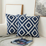 Boxtoday Blue Embroidered Ornaments Cushion Cover