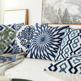 Boxtoday Blue Embroidered Ornaments Cushion Cover