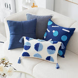 Boxtoday Preppy Blue Tufted Cushion Cover