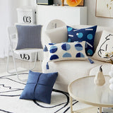 Boxtoday Preppy Blue Tufted Cushion Cover