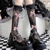 Boxtoday Gift Bows Fishnet Knee Socks