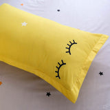 Boxtoday Yellow Sleepy Eyes Bedding Set