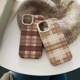 Boxtoday Gift Brown Grid IPhone Case