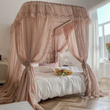 Boxtoday  Nostalgia Linen Princess Bed Valance Bed Curtain U- Shape Rail Three Doors Mosquito Net Double Bed Mantle Bedroom Decoration