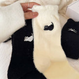 Boxtoday Gift Cat Embroidery Fuzzy Socks