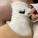 Boxtoday Gift Cat Embroidery Fuzzy Socks