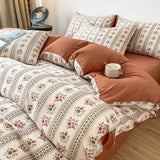 Boxtoday Gift Retro Brown Floral Print Bedding Set