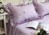 Boxtoday -Hot Purple flower Printed bedding set Garden ruffle duvet cover set bed sheet bed clothes king size bedding set bed comforter