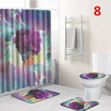 Fashion African Woman Pattern Polyester Shower Curtain Set Non Slip Rugs Carpet for Bathroom Toilet Flannel Bath Mat Set