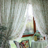 Boxtoday American Style Countryside Flower Voile Curtains for Windows Decor, Valance Drapes in Living Room, Customizable Sheer Curtains