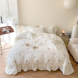 Boxtoday Coquette Roses Ruffle Duvet Cover & Sham Set