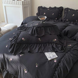 Boxtoday Coquette Roses Ruffle Duvet Cover & Sham Set