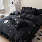 Boxtoday Coquette Roses Ruffle Duvet Cover & Sham Set