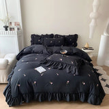 Boxtoday Coquette Roses Ruffle Duvet Cover & Sham Set