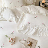 Boxtoday Coquette Roses Ruffle Duvet Cover & Sham Set