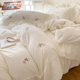 Boxtoday Coquette Roses Ruffle Duvet Cover & Sham Set