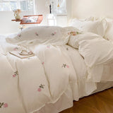 Boxtoday Coquette Roses Ruffle Duvet Cover & Sham Set