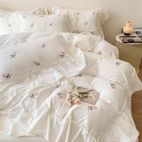 Boxtoday Coquette Roses Ruffle Duvet Cover & Sham Set