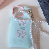 Boxtoday Gift Coquette iPhone Case with Pearl Bow Charm