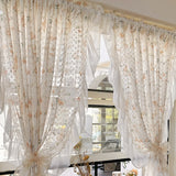 Boxtoday Pastoral Voile Curtains for Living Room French Floral Sheer Curtains Luxury Kitchen Curtains Customized Gauze Home Decor