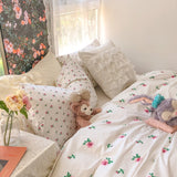 Boxtoday -New Small Rose Four-Piece Set Sweet Girly Small Floral Quilt Cover Cotton Bed Sheet Pure Cotton Bedding