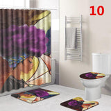 Fashion African Woman Pattern Polyester Shower Curtain Set Non Slip Rugs Carpet for Bathroom Toilet Flannel Bath Mat Set