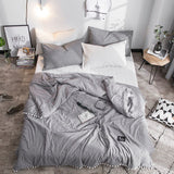 Boxtoday -Summer Gray Air Condition Quilts duvet with little white Pompons bed linens Washed cotton throw blankets Solid bedding #s