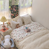 Boxtoday -New Small Rose Four-Piece Set Sweet Girly Small Floral Quilt Cover Cotton Bed Sheet Pure Cotton Bedding