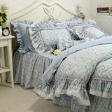 Boxtoday -New fresh flowers print bedding set lace ruffle duvet cover quality Embroidery bed sheet pastoral bed skirt bedspread bedding