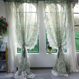 Boxtoday American Style Countryside Flower Voile Curtains for Windows Decor, Valance Drapes in Living Room, Customizable Sheer Curtains