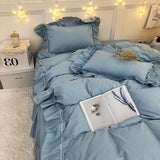 Boxtoday -Bedding simple princess wind bed skirt four-piece lace solid color duvet cover bed sheet bedroom dormitory