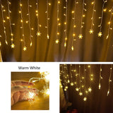 Christmas Decoration LED Snowflake Curtain Light Xmas Fairy Garland String Light For Home Room Festival Party New Year Ornament