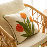 Boxtoday Embroidered Colorful Tulips Cushion Cover