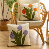 Boxtoday Embroidered Colorful Tulips Cushion Cover