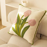 Boxtoday Embroidered Colorful Tulips Cushion Cover