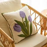 Boxtoday Embroidered Colorful Tulips Cushion Cover