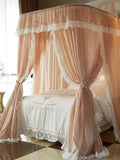 Boxtoday  Nostalgia Linen Princess Bed Valance Bed Curtain U- Shape Rail Three Doors Mosquito Net Double Bed Mantle Bedroom Decoration