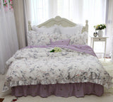 Boxtoday -Hot Purple flower Printed bedding set Garden ruffle duvet cover set bed sheet bed clothes king size bedding set bed comforter