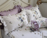 Boxtoday -Hot Purple flower Printed bedding set Garden ruffle duvet cover set bed sheet bed clothes king size bedding set bed comforter